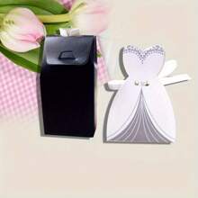 10pcs Wedding Gift Box Set, Bridal & Groom Formal Wear Shaped Candy Boxes With Ribbon, Great For Wedding Party Decoration, Gift Packaging And Storage Supplies - Multicolor - View 4