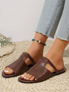 Của phụ nữ Kích thước lớn Dép phẳng Đối với Kỳ nghỉ & Mùa hè Mặc Ngoài trời Giày dép - màu nâu - Xem 2