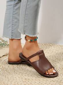 Của phụ nữ Kích thước lớn Dép phẳng Đối với Kỳ nghỉ & Mùa hè Mặc Ngoài trời Giày dép - màu nâu - Xem 3