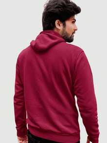 Men Hoodies - 酒紅色 - 查看 5