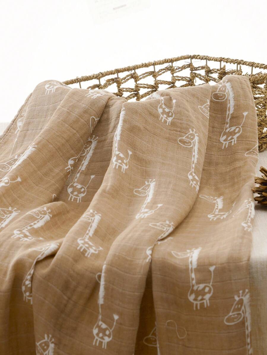 1 chiếc chăn quấn trẻ em bằng vải cotton tre muslin họa tiết hươu cao cổ - Nhiều màu - Xem 1