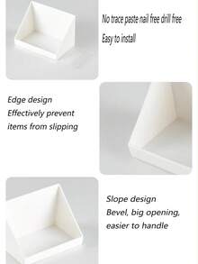 1 pieza Caja de almacenamiento inclinada para el hogar con soporte de almacenamiento montado en la pared adhesivo