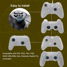 4pcs Replacement Silicone Analog Controller Joystick Thumb Stick Grips Caps Cover Compatible With PS4 PS3 PS2 One/360 Game Controller - Black - View 2