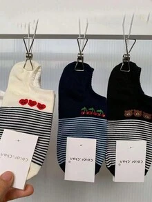 4đôi Ngẫu nhiên Vận chuyển Mới Cổ điển Gầy Sọc Vớ vô hình , Mùa Xuân Và Mùa hè - Nhiều màu - Xem 2