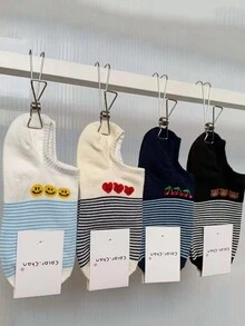 4đôi Ngẫu nhiên Vận chuyển Mới Cổ điển Gầy Sọc Vớ vô hình , Mùa Xuân Và Mùa hè - Nhiều màu - Xem 1