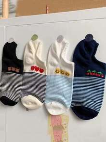 4đôi Ngẫu nhiên Vận chuyển Mới Cổ điển Gầy Sọc Vớ vô hình , Mùa Xuân Và Mùa hè - Nhiều màu - Xem 5