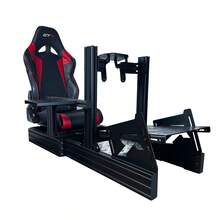 GTR Simulator GTA Revolution Racing With Leatherette Speciale Black/Red Racing Seat Adjustable Racing Simulator Cockpit For G27 G29 G920 G923, T300RS, ClubSport Podium CSL, R3 R5 R9 R12 R16 R21, Wheel Shifter Pedals NOT Included - Black - View 1
