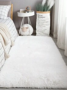 1入組現代絲綢和針織地毯，適用於客廳、咖啡桌、沙發、臥室和床邊 - 白色 - 查看 1