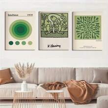 3 Piezas De Arte De Museo Moderno En Verde Sin Marco, Conjunto Sin Marco De Cortes De Matisse, Bloques De Color Keith, Carteles De Pintura En Lienzo De Arte De Pared Bauhaus Para La Decoración Del Hogar En La Sala De Estar - Negro - Ver 5