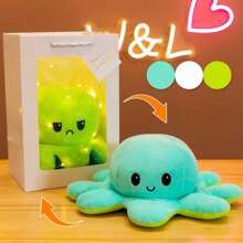 2 pieza doble faz reversible de pulpo Peluche Reversible De Pulpo muñecas regalos - Celeste - Ver 2
