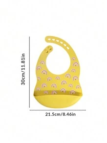 1個彩虹圖案嬰兒口水巾,防水,防油,易於清洗,6個扣子可調節,適合日常使用 - 黃色 - 查看 5