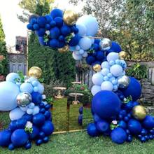 WellParti 136 Pcs Of Blue Latex Balloon Wreath Arch Set, Wedding Decoration, Birthday Party, Anniversary Decoration, Graduation Decoration, Festival, Indoor And Outdoor Decoration, Home And Room Decoration