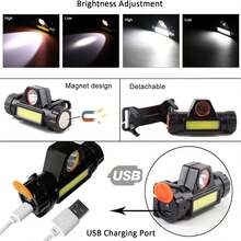 LED Head Lamp Headlamp Light Miner Flashlight Waterproof USB Rechargeable Adjustable Lighting Headlamp Front Flashlight For Hiking, Camping, Fishing, Running