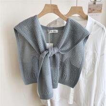 1pc 女士新款纯色针织披肩春秋季轻薄高档时尚个性配饰女 - 彩色 - 查看 18