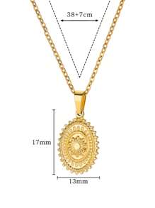 1 Stück exquisite Edelstahl Halskette mit Sonnenanhänger für Frauen, Edelstahl Schmuck Halskette als Geschenk - Goldgelb - Übersicht 11