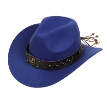 1pc Bull Head Western Cowboy Knitted Hat Gunslinger Felt Cowgirl Unisex Cap With Drooping Brim, Jazz Hat, Horse Riding Hat, Outdoor Camping Warm Gift Hat, Personalized Jazz Hat,  Knitted Hat, Retro Hat, British Style Performing Dance Matching Prop, Adult Texan Cowgirl Hat Fancy Dress Party Accessory Country Western Rancher Jazz Panama Hats Godfather Cap
