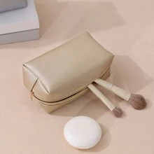 1件迷你化妝包,適用於手提包,pu化妝袋,防水化妝用品收納袋,旅行化妝袋,口紅化妝袋 - 金色 - 查看 4