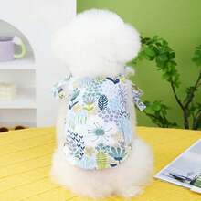 1pc Pet Dog Clothes For Spring & Summer, Doggy Beach Dress, Teddy Small & Medium Dog Apparel - Dark Green - View 6