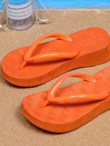 女士時尚沙灘拖鞋,夏季必備,柔軟舒適的鞋頭,防滑鞋底 - 橘色 - 查看 3