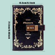 密碼筆記本男a5創意鎖定日記書復古密碼本女學生最簡主義筆記本記錄音符文學青春筆記本 - 粉色 - 查看 2