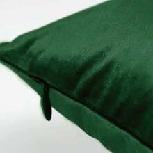 1pc Plain Cushion Cover Without Filler, Striped Velvet Square Pillowcase For Sofa, Home Decor - Army Green - View 2