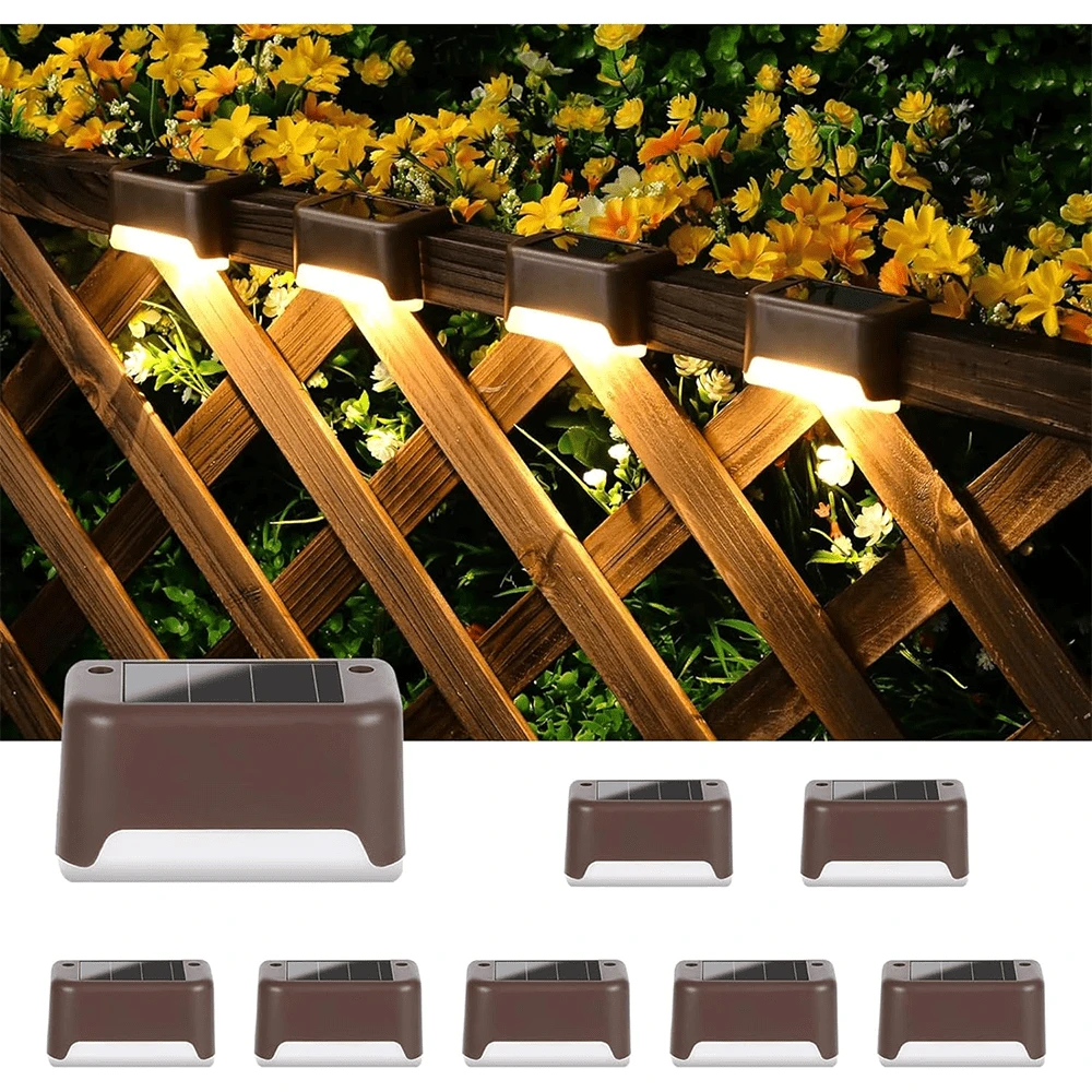 JOESTAR Solar Deck Lights,8 Pack Solar Step Lights Outdoor Solar Fence Lights Waterproof For Outdoor Stairs, Step, Fence, Yard, Patio And Pathway(Brown) [Energy Class A] - Brown - View 1