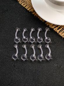 10入組流行水晶透明棒形和圓球肚環,適合女性日常穿著 - 無色 - 查看 2