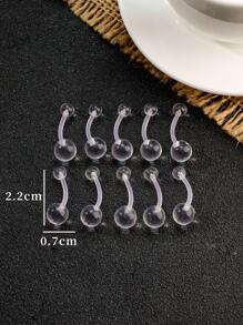 10入組流行水晶透明棒形和圓球肚環,適合女性日常穿著 - 無色 - 查看 3