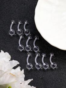 10入組流行水晶透明棒形和圓球肚環,適合女性日常穿著 - 無色 - 查看 4