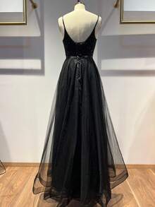 mujer vestido pedreria en corset falda de tul disponible color negro y blanco - Negro - Ver 2