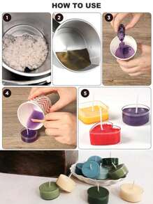 10-100 piezas Tazas de cera para lámpara de té de acrílico (5 piezas en forma de corazón + 5 piezas redondas) Suministros para la producción de velas con forma de corazón y aromáticas para decoración del hogar - transparente - Ver 9
