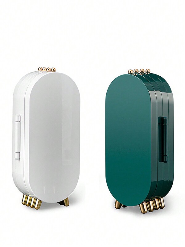 1pc Foldable Vintage Jewelry Organizer Box, Earring Display Stand, Necklace Showcase, Portable Desktop Screen Storage Case