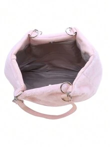 1 Pieza Bolsa De Felpa Rosa De Gran Capacidad Bolsa De Hombro De Trabajo Bolsa De Mano De Felpa Con Forma De Amor Linda