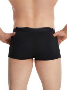 3 peças Cuecas tipo boxer médio respirável de cor sólida para homens