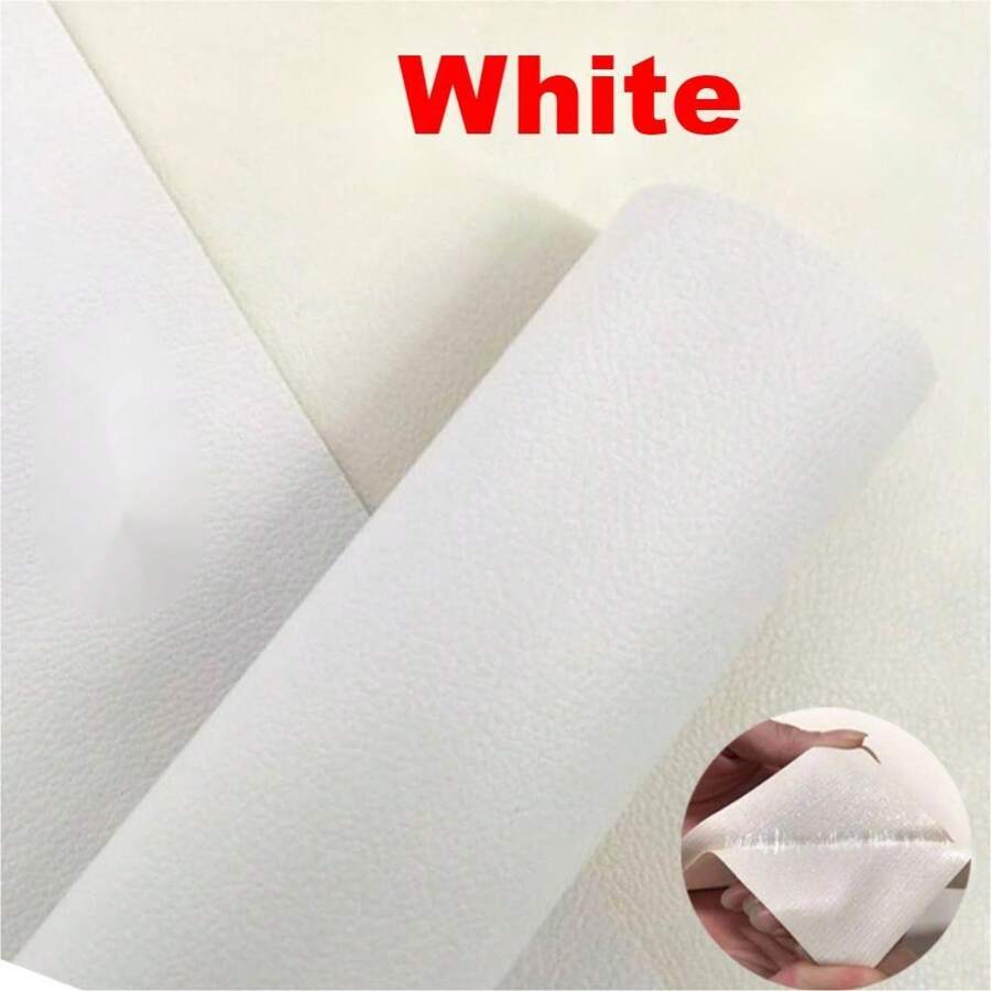 [1入組白色]自粘皮革修補貼 PVC合成皮革，適用於沙發、汽車座椅、皮夾、皮包裝修，防水、防刮擦、超級黏性和強黏性，柔軟舒適、超薄、無痕修復、皮革面料貼片 - 白色 - 查看 1