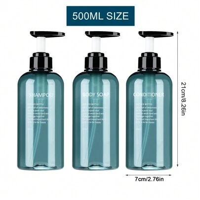 3pcs 500ml Bathroom Dispensers, Modern Simple Press-Type Lotion/Serum Refillable Bottle Set Suitable For Shower Gel/Shampoo/Conditioner Dispensing Home Bathroom Decor Fall Decor Back To School