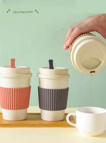 1pc Random Color Anti-Leakage Portable Coffee Cup, Outdoor Internet Celebrity