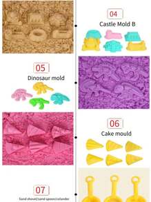 室內沙，遊戲沙，聚合物黏土，含不同樣式和顏色的晶瑩剔透泥磚積木套裝 - 彩色 - 查看 8