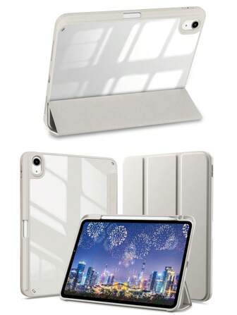 1pc Gray Case Smart Cover Compatible With IPad Pro 11 Inch 1st 2nd 12.9 3rd Air 4th 5th IPad 10th 9th 8th 7th 10.9 10.2 10.5 9.7 Inch Mini 4th 5th 6th Generation Transparent Wake Up Sleep Storage With Pen Slot Anti Drop Bracket Tablet Leather - Grey