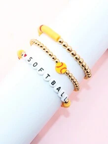 Bộ vòng tay hạt đá Hematite bóng chày bóng mềm bóng rổ bóng bầu dục bóng chuyền bóng đá Bộ vòng tay hạt đá ngày thi đấu thể thao - Nhiều màu - Xem 13