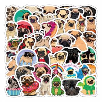 50pcs Bulldog Stickers, Dog Doodle Waterproof Vinyl Stickers, Suitable For Water Bottles, Laptops, Phones, Skateboards, Guitars, Luggage, Scrapbooks, Helmets, Decorative Craft Gifts
