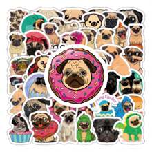 50pcs Bulldog Stickers, Dog Doodle Waterproof Vinyl Stickers, Suitable For Water Bottles, Laptops, Phones, Skateboards, Guitars, Luggage, Scrapbooks, Helmets, Decorative Craft Gifts - Black - View 5