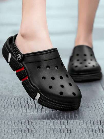 男士透氣洞洞鞋，雙面穿著中空拖鞋