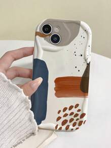 1入白色3D波浪-褐色方塊手機殼，適用於 iPhone 11、12、13、14 Pro Max、15 - 彩色 - 查看 4