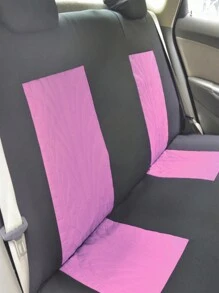 5 Seats Full Set Universal Car Seat Covers, Made Of Polyester Fabric With 4mm Sponge And Compression Technique, With Iron-On Butterfly Pattern, Multiple Colors Available. Suitable For Small And Medium-Sized Cars. - Pink - View 4