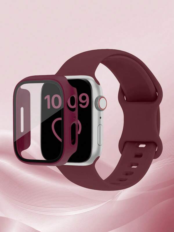 St.siabe 3-in-1 Set bestehend aus Armband, Hülle und Folie für Frauen und Männer. Modische klassische einfarbige Silikon Uhr, kompatibel mit Apple Watch Armband 38mm 40mm 41mm 45mm 44mm 42mm 49mm, weich, bequem und atmungsaktiver Ersatz-Armband für Apple Watch Ultra Serie S10/9/SE/8/7/6/5/4/3/2/1 Armband Zubehör