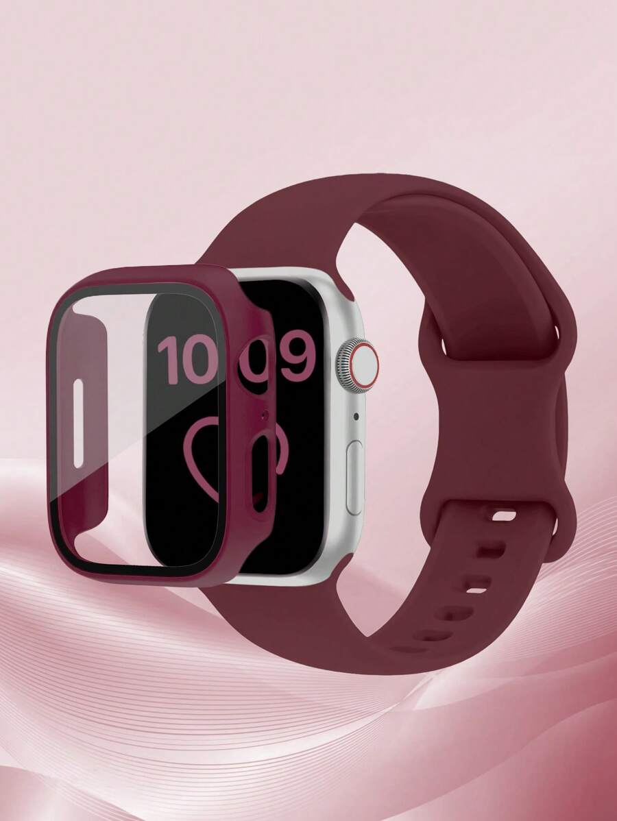 St.siabe Set 3 in 1 con cinturino, custodia e pellicola per uomo e donna. Cinturino in silicone monocromatico classico e alla moda, compatibile con Apple Watch 38mm 40mm 41mm 45mm 44mm 42mm 49mm, morbido, confortevole e traspirante, accessorio per cinturino Apple Watch Ultra Serie S10/9/SE/8/7/6/5/4/3/2/1