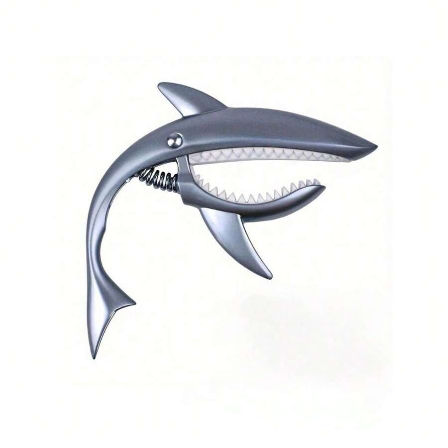 1入鋅合金鯊魚可拆卸夾板,適用於原聲吉他和電吉他,耐用的夾板 - 銀色 - 查看 1