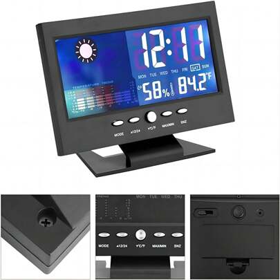 Relógio De Mesa Digital Despertador Temperatura Led Azul/8082