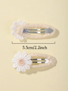 2pcs Plain Hair Clips With Single Flower Design, Full Coverage Hair Edge Clip For Children - Multicolor - View 2